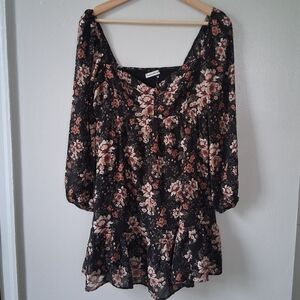 Abercrombie & Fitch Fall Floral Long Sleeve Mini Tiered Dress